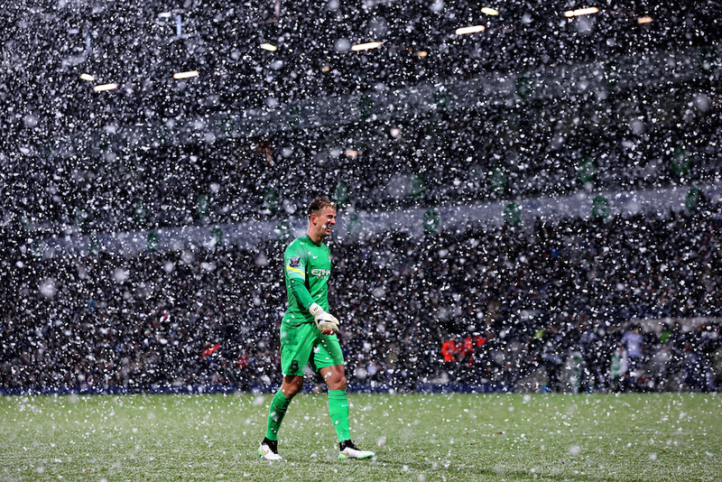 Illustration for article titled West Brom And Manchester City Played In A Real-Life Snow Globe Today